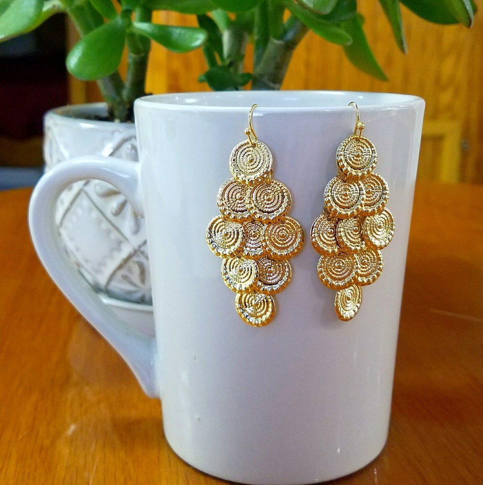 French wire flirty drop gold tone earrings